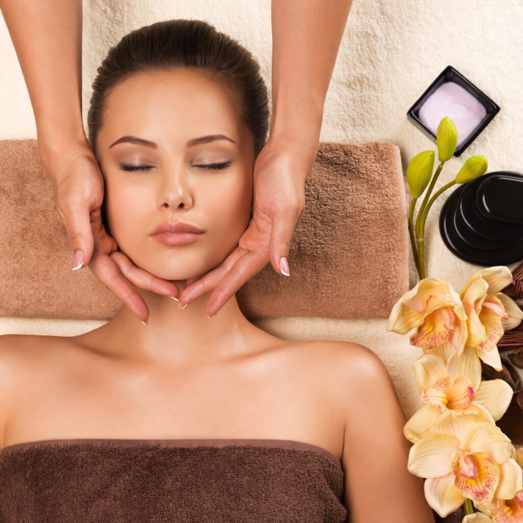 Woman enjoying a facial treatment
